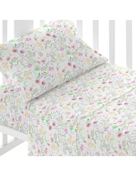Jogo de lençóis algodão Ainhoa rosa cama bebé jogos-de-lencois-para-bebe