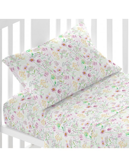 Jogo de lençóis algodão Ainhoa rosa cama bebé jogos-de-lencois-para-bebe