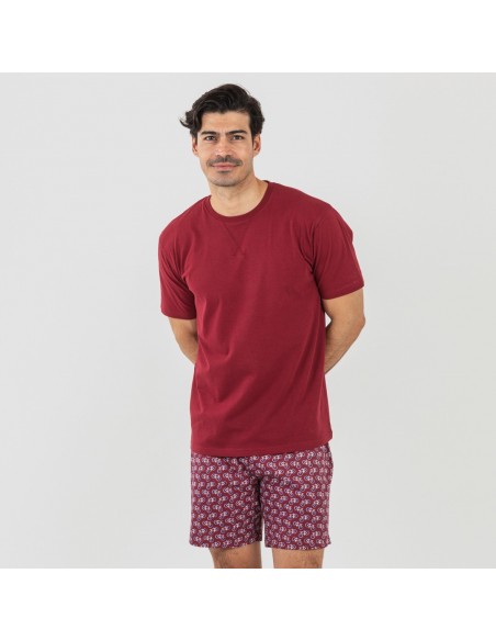 Pijama homem curto Benacity bordeaux pijamas-curtos-homem