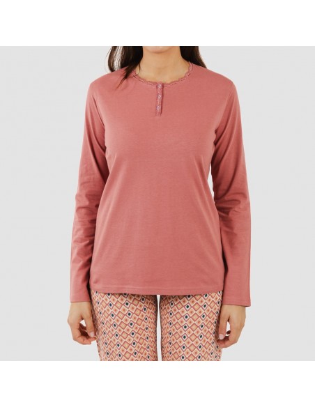 Pijama algodão Bianca malva rosa pijamas-compridos-de-mulher