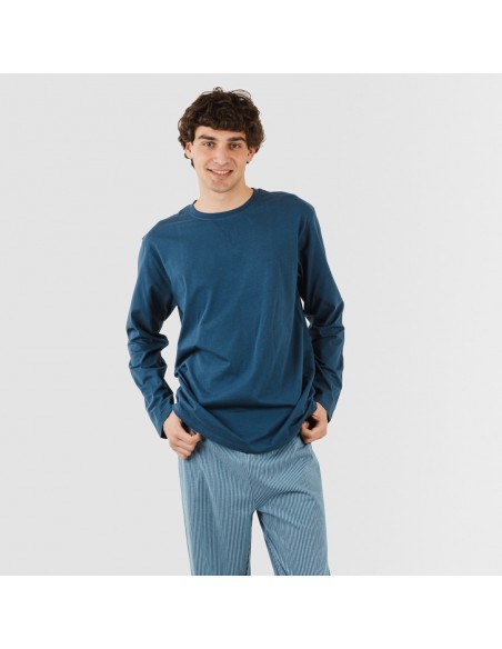 Pijama algodão homem Kristoff azul marinho pijamas-compridos-homem