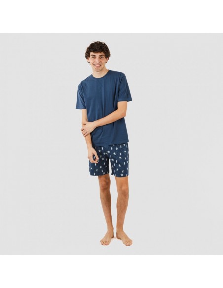 Pijama homem curto Aaron azul marinho pijamas-curtos-homem