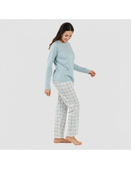 Pijama algodão Cuadro Heracles azul indigo pijamas-compridos-de-mulher