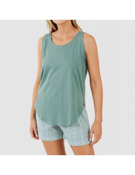 Pijama curto algodão Bianca verde menta pijamas-curtos-mulher