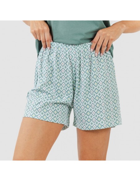 Pijama curto algodão Bianca verde menta pijamas-curtos-mulher