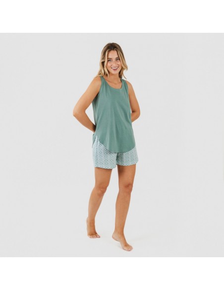 Pijama curto algodão Bianca verde menta pijamas-curtos-mulher