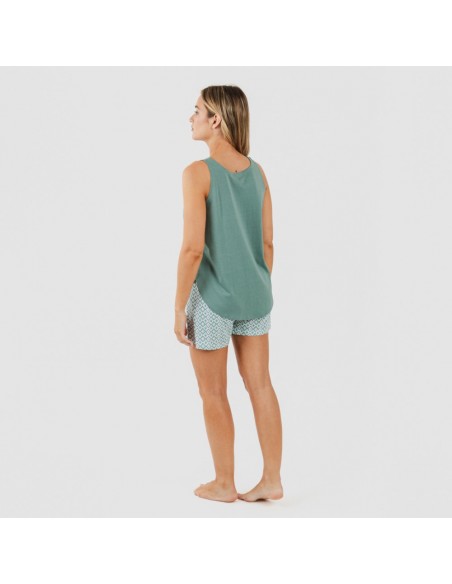 Pijama curto algodão Bianca verde menta pijamas-curtos-mulher