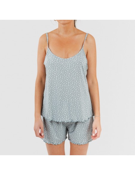 Pijama alças mulher soft Anita azul indigo pijamas-curtos-mulher