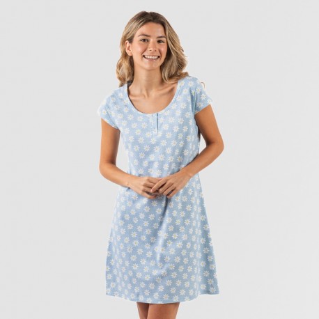 Vestido algodão Susan azul celeste vestidos-mulher