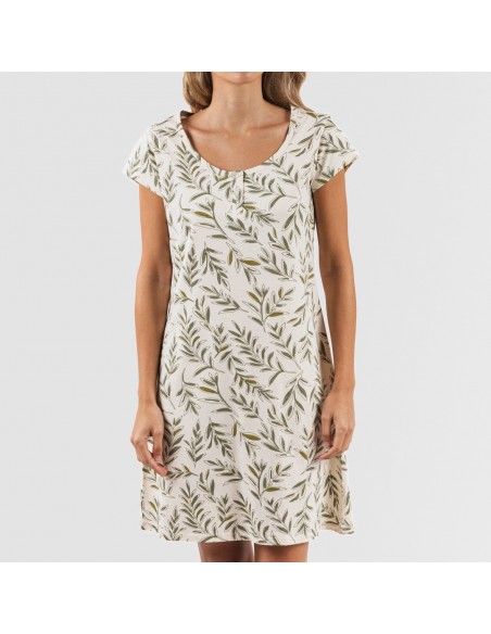 Vestido algodão Caliope verde caça vestidos-mulher