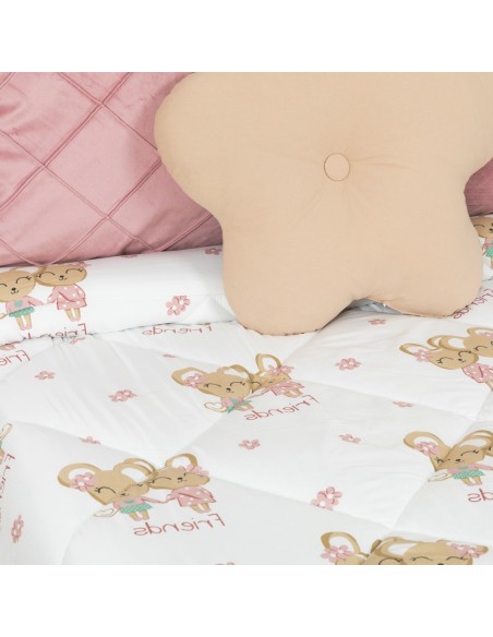 Edredão estampado Friends rosa edredoes-estampados