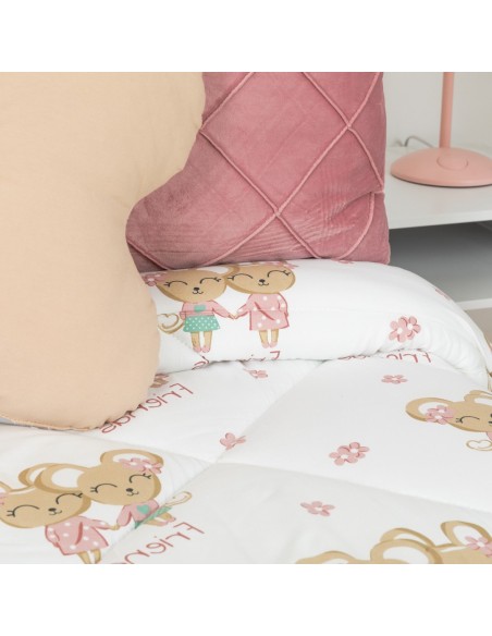 Edredão estampado Friends rosa edredoes-estampados