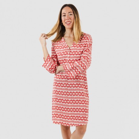 Túnica viscosa Pastela fresa vestidos-mulher