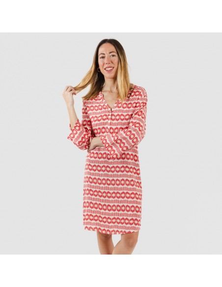Túnica viscosa Pastela fresa vestidos-mulher