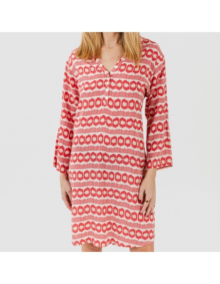 Túnica viscosa Pastela fresa vestidos-mulher