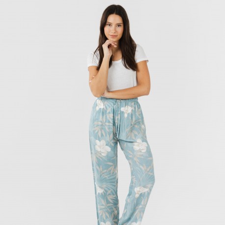 Calças viscosa Denia azul pantalones-comodos-mujer