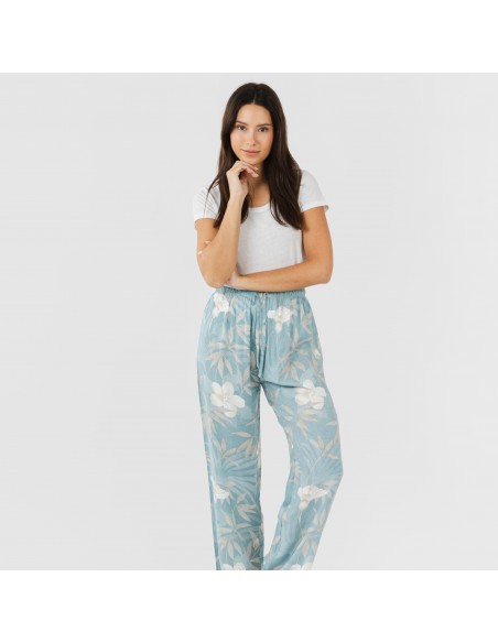 Calças viscosa Denia azul pantalones-comodos-mujer