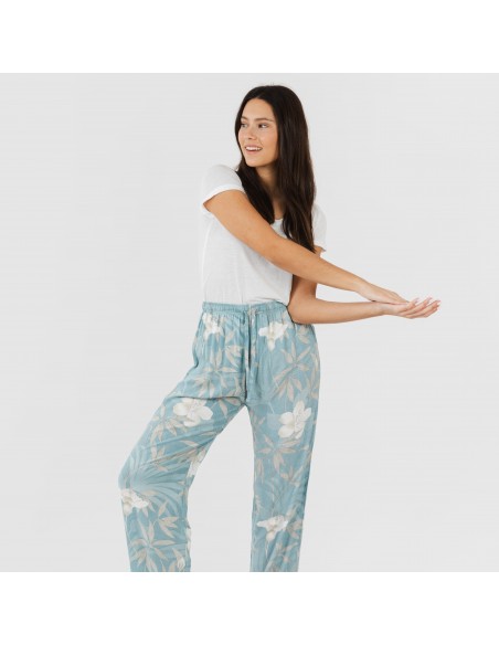 Calças viscosa Denia azul pantalones-comodos-mujer