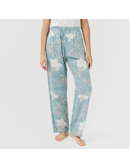 Calças viscosa Denia azul pantalones-comodos-mujer