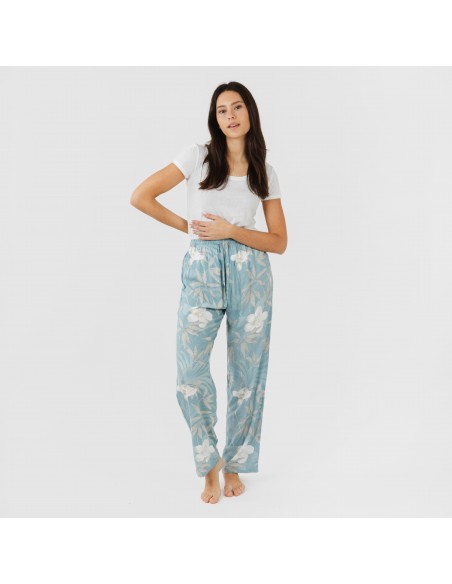 Calças viscosa Denia azul pantalones-comodos-mujer
