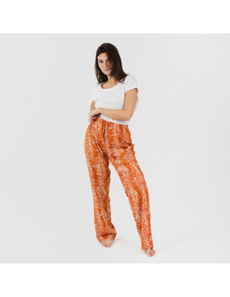 Calças viscosa Sole cor telha pantalones-comodos-mujer
