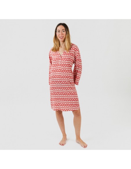 Túnica viscosa Pastela fresa vestidos-mulher