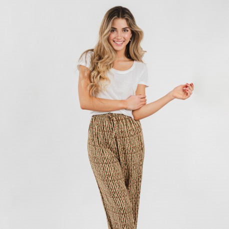 Calças viscosa Erina verde caça pantalones-comodos-mujer