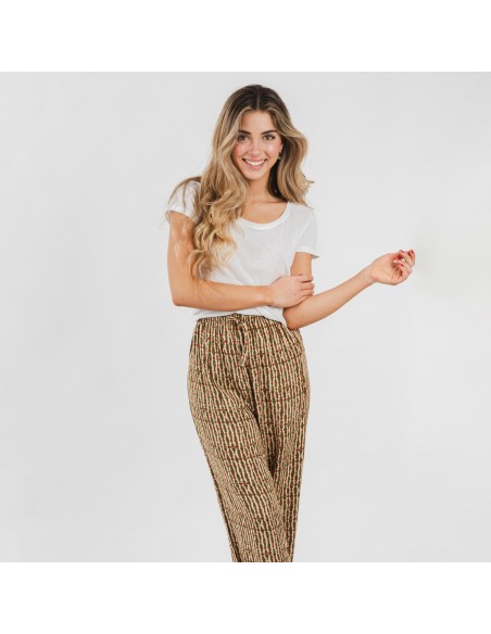 Calças viscosa Erina verde caça pantalones-comodos-mujer