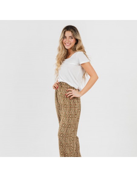 Calças viscosa Erina verde caça pantalones-comodos-mujer