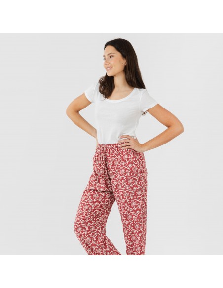 Calças viscosa Reina marsala pantalones-comodos-mujer