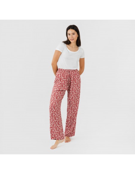 Calças viscosa Reina marsala pantalones-comodos-mujer