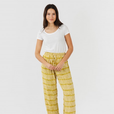 Calças viscosa Lemonade verde lima pantalones-comodos-mujer