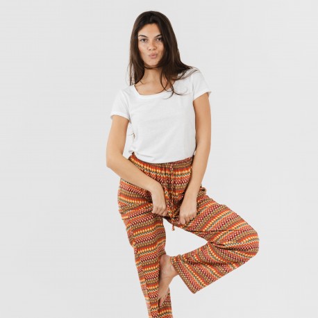 Calças viscosa Emily cor telha pantalones-comodos-mujer