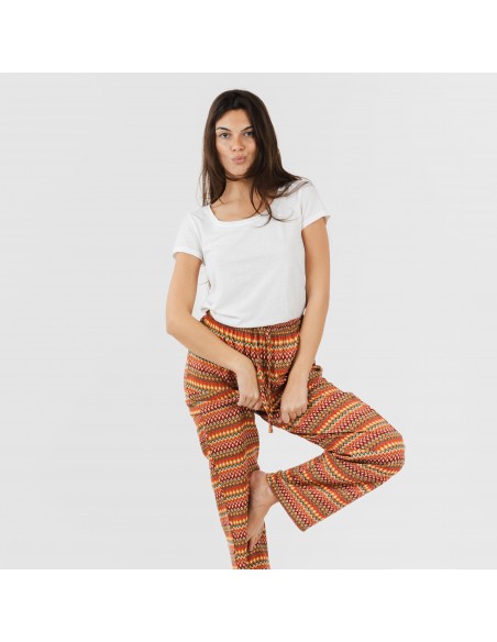 Calças viscosa Emily cor telha pantalones-comodos-mujer