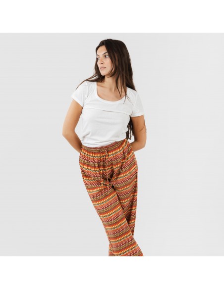 Calças viscosa Emily cor telha pantalones-comodos-mujer