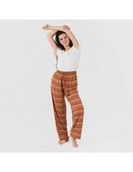 Calças viscosa Emily cor telha pantalones-comodos-mujer