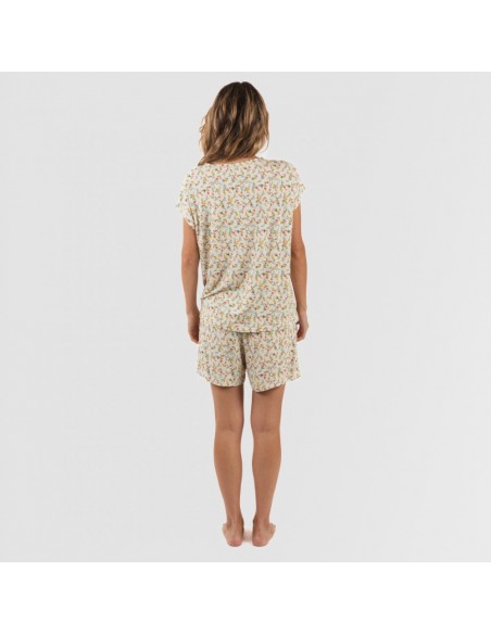 Pijama curto manga fluída viscosa mulher Pamela pijamas-curtos-mulher