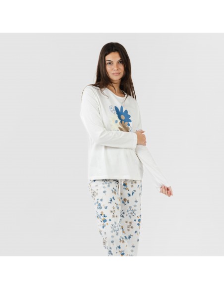 Pijama algodão Arauz azul indigo pijamas-compridos-de-mulher