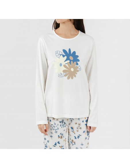 Pijama algodão Arauz azul indigo pijamas-compridos-de-mulher
