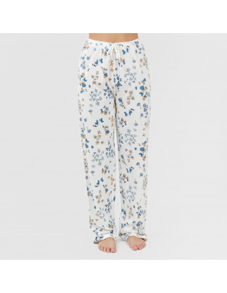 Pijama algodão Arauz azul indigo pijamas-compridos-de-mulher