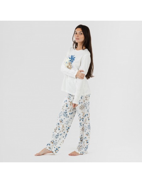 Pijama algodão Arauz azul indigo pijamas-compridos-de-mulher