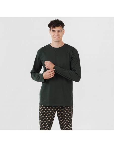 Pijama algodão homem Nino verde garrafa pijamas-compridos-homem