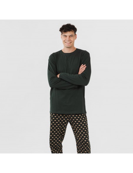 Pijama algodão homem Nino verde garrafa pijamas-compridos-homem