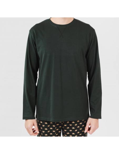 Pijama algodão homem Nino verde garrafa pijamas-compridos-homem