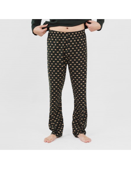Pijama algodão homem Nino verde garrafa pijamas-compridos-homem