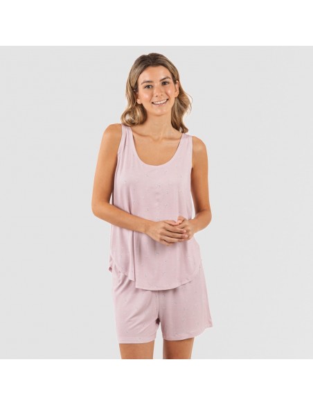 Pijama alças mulher viscosa Melanie malva pijamas-curtos-mulher