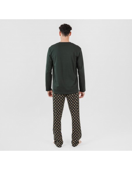 Pijama algodão homem Nino verde garrafa pijamas-compridos-homem
