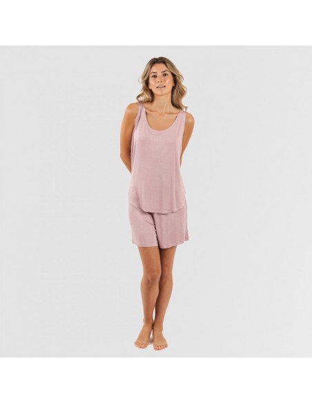 Pijama alças mulher viscosa liso roupa-para-estar-por-casa
