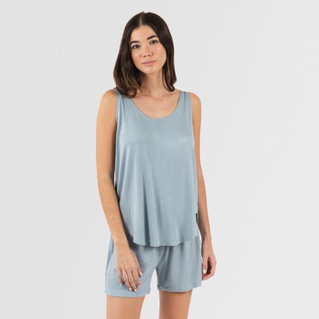 Pijama alças mulher viscosa liso roupa-para-estar-por-casa
