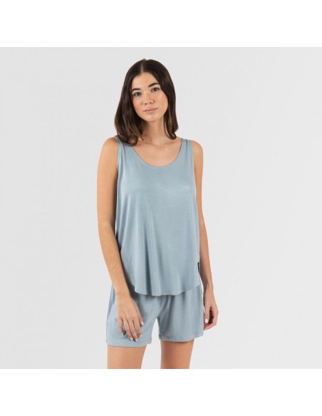 Pijama alças mulher viscosa liso roupa-para-estar-por-casa